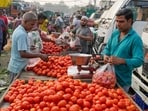 A vegetable market in New Delhi.