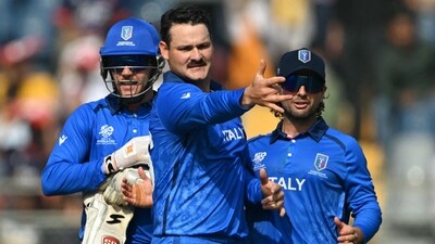 Ben Manenti was also crucial in the bowling effort – figures of 2/9 in a four-over spell indicating how well the spinners bowled for Italy. Manenti kept things quiet and economical in the first innings, the pressure all mattering as Nepal were bowled out for 123. (AFP) Ben Manenti was also crucial in the bowling effort – figures of 2/9 in a four-over spell indicating how well the spinners bowled for Italy. Manenti kept things quiet and economical in the first innings, the pressure all mattering as Nepal were bowled out for 123. (AFP)
