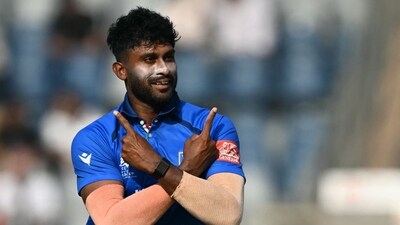 Crishan Kalugamage was the star with ball in hand, finishing with figures of 3/18. The wickets Kalugamage took were key as well – stopping a fluent Rohit Paudel, before breaking a solid 4th wicket partnership with a devastating googly against Dependra Singh Airee. (AFP) Crishan Kalugamage was the star with ball in hand, finishing with figures of 3/18. The wickets Kalugamage took were key as well – stopping a fluent Rohit Paudel, before breaking a solid 4th wicket partnership with a devastating googly against Dependra Singh Airee. (AFP)