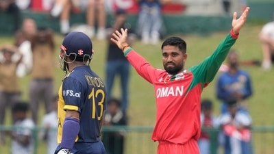 For Oman, Jitenkumar Ramanandi took two wickets. (AP) For Oman, Jitenkumar Ramanandi took two wickets. (AP)