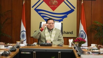 Chief Minister Pushkar Singh Dhami chairs a meeting of the Uttarakhand Cabinet in Dehradun.