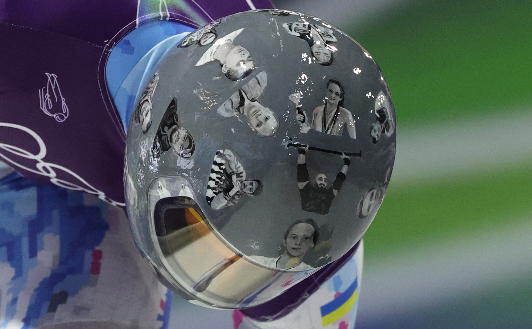 Vladyslav Heraskevych of Ukraine wears a helmet in the Winter Olympics in tribute to athletes who have died amid Russia's attack on Ukraine. (Reuters) Vladyslav Heraskevych of Ukraine wears a helmet in the Winter Olympics in tribute to athletes who have died amid Russia's attack on Ukraine. (Reuters)