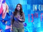 Ayesha Khan was posing for pictures on the red carpet at the premiere when she warned the paparazzi. 