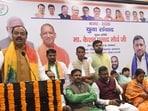 Deputy chief minister Keshav Prasad Maurya speaking at a programme organised on Budget 2026 at Zila Panchayat auditorium on Friday. (HT Photo)