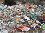 Residents alleged that the garbage has piled up primarily along the internal roads and on the stretch from Rajiv Chowk to Hans Enclave. (HT)