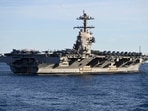 The USS Gerald R. Ford seen in September in the North Sea.
