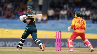 Glenn Maxwell and Matt Renshaw stitched together an important partnership through the middle overs, but Maxwell in particular was struggling through his innings. After Maxwell's dismissal, the floodgates opened again as the rest of the batting folded. (AP) Glenn Maxwell and Matt Renshaw stitched together an important partnership through the middle overs, but Maxwell in particular was struggling through his innings. After Maxwell's dismissal, the floodgates opened again as the rest of the batting folded. (AP)