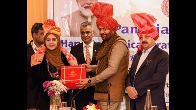 Haryana chief minister Nayab Singh Saini during meeting with industry representatives from African countries in Chandigarh on Friday. (Sourced) Haryana chief minister Nayab Singh Saini during meeting with industry representatives from African countries in Chandigarh on Friday. (Sourced)