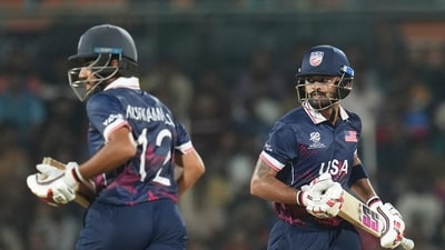 Saiteja Mukkamalla and Monank Patel stitched together a brilliant partnership to steady the USA progress. (PTI) Saiteja Mukkamalla and Monank Patel stitched together a brilliant partnership to steady the USA progress. (PTI)
