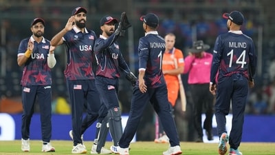 USA bundled Netherlands out for 103 to win their first match of the campaign by 93 runs. (PTI) USA bundled Netherlands out for 103 to win their first match of the campaign by 93 runs. (PTI)