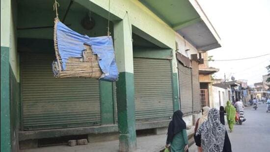 Ghaziabad , India - March 23 A majority of meat shops have shut down shutters after hectic checking activity by officials on illegal shops and slaughterhouses, in Ghaziabad,India, on Thursday, March 23, 2016. (Photo by Sakib Ali /Hindustan Times)