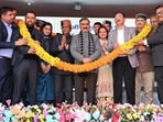 Chief minister Sukhvinder Singh Sukhu during a public meeting at Sarahan in Sirmaur district on Saturday. (HT Photo)