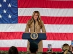 First Lady Melania Trump speaks to the troops in Fort Bragg, N.C., Friday (AP Photo/Matt Ramey)