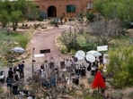 A pool service was seen working at Nancy Guthrie's home in Tucson amid an intense search. Here's why they were there. (Photo by Brandon Bell / GETTY IMAGES NORTH AMERICA / Getty Images via AFP)