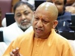 Uttar Pradesh chief minister Yogi Adityanath in the state assembly on Friday. (HT Photo)