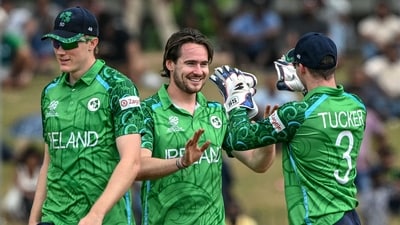 For Ireland, it was a combined effort with the ball. Josh Little had th ebest figures of 3/16, but two wickets apiece for Matthew Humphreys and Barry McCarthy made the result an inevitability soon after the powerplay. (AFP) For Ireland, it was a combined effort with the ball. Josh Little had th ebest figures of 3/16, but two wickets apiece for Matthew Humphreys and Barry McCarthy made the result an inevitability soon after the powerplay. (AFP)