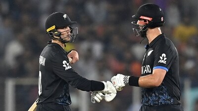 After losing four wickets up top, Daryl Mitchell and Mark Chapman brought New Zealand's innings back on track by forming a 74-run stand for the fifth wicket. (AFP) After losing four wickets up top, Daryl Mitchell and Mark Chapman brought New Zealand's innings back on track by forming a 74-run stand for the fifth wicket. (AFP)