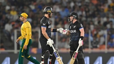 Tim Seifert and Finn Allen provided a quickfire start to New Zealand after they put on 33 runs in no time. They were threatening to run away with the game but Marco Jansen cut short the stand. (AFP) Tim Seifert and Finn Allen provided a quickfire start to New Zealand after they put on 33 runs in no time. They were threatening to run away with the game but Marco Jansen cut short the stand. (AFP)