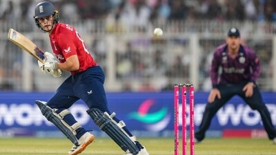 Chasing 153 runs, England reached 155/5 in 18.2 overs. (PTI) Chasing 153 runs, England reached 155/5 in 18.2 overs. (PTI)
