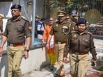 Noida,India-February 14, 2026:Police officers check security at the Sanatan Dharma Temple sector 19 ahead of the Mahashivratri festival tomorrow, in Noida, India, on Saturday, February 14, 2026. (Photo by Sunil Ghosh / Hindustan Times) Noida,India-February 14, 2026:Police officers check security at the Sanatan Dharma Temple sector 19 ahead of the Mahashivratri festival tomorrow, in Noida, India, on Saturday, February 14, 2026. (Photo by Sunil Ghosh / Hindustan Times)