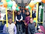 The newly inducted 12-metre low-floor air-conditioned electric buses have a range of 224 km on a single charge. (HT Photo) The newly inducted 12-metre low-floor air-conditioned electric buses have a range of 224 km on a single charge. (HT Photo)