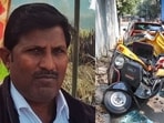 Ramdhani Yadav was travelling in an autorickshaw when the under-construction metro bridge pillar collapsed, crushing the vehicle completely. Ramdhani Yadav was travelling in an autorickshaw when the under-construction metro bridge pillar collapsed, crushing the vehicle completely.