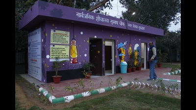 Gurugram has 133 public toilets with ₹15 lakh yearly upkeep. MCG says revamp is on at 103 sites while studying models from other cities for better design and maintenance. (HT Archive) Gurugram has 133 public toilets with ₹15 lakh yearly upkeep. MCG says revamp is on at 103 sites while studying models from other cities for better design and maintenance. (HT Archive)