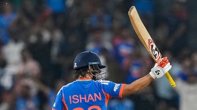 Ishan Kishan’s explosive 77 laid the foundation for India’s imposing 175 for 7 at the R Premadasa Stadium. After his departure, Pakistan’s battery of spinners managed to slow the scoring rate and claw back some control, but the early onslaught had already given India a commanding platform. (PTI) Ishan Kishan’s explosive 77 laid the foundation for India’s imposing 175 for 7 at the R Premadasa Stadium. After his departure, Pakistan’s battery of spinners managed to slow the scoring rate and claw back some control, but the early onslaught had already given India a commanding platform. (PTI)