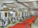 The parking facility integrates intelligent management and guidance systems, including automated ticketing and digital floor displays that enable users to locate vacant parking spaces without unnecessary circulation, officials said. (Sonu Mehta/HT Photo)