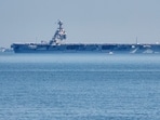 The USS Gerald R. Ford aircraft carrier leaves Naval Station Norfolk, June 23, 2025, in Norfolk, Va.