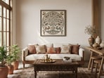 Indian artwork effortlessly elevates the interiors with a traditional grace. 