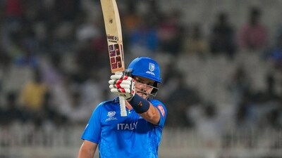 Chasing a daunting target of 203, Italy responded with intent but were eventually dismissed for 178. Ben Manenti led the counterattack with a scintillating 60 off just 25 deliveries, laced with four boundaries and six towering sixes, keeping England on edge for much of the chase. (PTI)