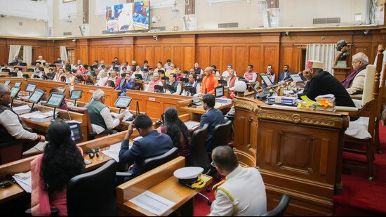 Uttar Pradesh Chief Minister Yogi Adityanath speaks at the legislative council, in Lucknow on Monday. (ANI)