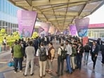 New Delhi, India - Feb. 16, 2026: Delegates arrive for an AI-Summit at Bharat Mandapam, in New Delhi, India, on Monday, February 16, 2026. (Photo by Sanjeev Verma/ Hindustan Times) New Delhi, India - Feb. 16, 2026: Delegates arrive for an AI-Summit at Bharat Mandapam, in New Delhi, India, on Monday, February 16, 2026. (Photo by Sanjeev Verma/ Hindustan Times)