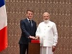 PM Modi with Emmanuel Macron in Mumbai