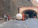 Mumbai-Pune Expressway remained severely disrupted for over 21 hours after a tanker carrying 20 tonnes of highly inflammable propylene gas overturned near the Adoshi Tunnel in the Khandala in Navi Mumbai, India, on February 3. (HT PHOTO) Mumbai-Pune Expressway remained severely disrupted for over 21 hours after a tanker carrying 20 tonnes of highly inflammable propylene gas overturned near the Adoshi Tunnel in the Khandala in Navi Mumbai, India, on February 3. (HT PHOTO)