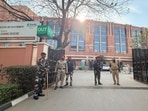 Punjab police along with bomb squad checking the Fortis hospital campus in Mohali after the bomb threat.