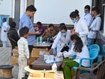 Rapid tests on 180 patients found eight positive for Hepatitis B or C. Authorities warn against reuse of syringes and treatment by unqualified practitioners. (Parveen Kumar/HT)