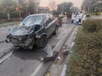 The crash resulted in a multi-vehicle pile-up involving a cyclist, an e-rickshaw, a Baleno, an Innova and the offending SX4. (HT Photo)