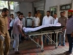 The family collected the body from Rajawadi Hospital around 3pm on Monday (Raju Shinde/HT Photo) The family collected the body from Rajawadi Hospital around 3pm on Monday (Raju Shinde/HT Photo)