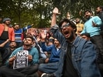 A group of students from Delhi University protesting against the UGC's rules against discrimination, terming them biased, on the DU North Campus in New Delhi. A group of students from Delhi University protesting against the UGC's rules against discrimination, terming them biased, on the DU North Campus in New Delhi.
