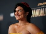 Gina Carano poses at the premiere for the television series "The Mandalorian" in Los Angeles, California.