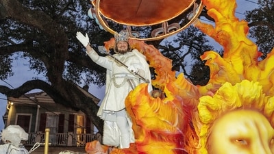 Attendees participate in the annual Krewe of Hermes Parade during the Mardi Gras season on Friday, Feb. 13, 2026, in New Orleans. (Photo by Amy Harris/Invision/AP) (Amy Harris/Invision/AP) Attendees participate in the annual Krewe of Hermes Parade during the Mardi Gras season on Friday, Feb. 13, 2026, in New Orleans. (Photo by Amy Harris/Invision/AP) (Amy Harris/Invision/AP)