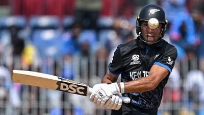 Meanwhile, Rachin Ravindra hammered an unbeaten knock of 59* runs off 39 balls. (AFP) Meanwhile, Rachin Ravindra hammered an unbeaten knock of 59* runs off 39 balls. (AFP)