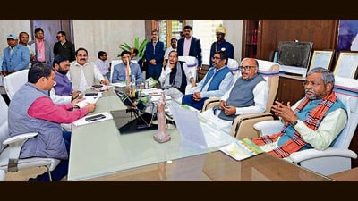 Jharkhand Speaker Rabindra Nath Mahato chairs an all-party meet in Ranchi on Tuesday Jharkhand Speaker Rabindra Nath Mahato chairs an all-party meet in Ranchi on Tuesday