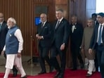 Prime Minister Narendra Modi and World leaders arrive to attend the India AI Impact Summit 2026 and enjoy cultural displays at Bharat Mandapam, in New Delhi on Wednesday. Union Minister Ashwini Vaishnaw also present. (DD/ANI Video Grab)