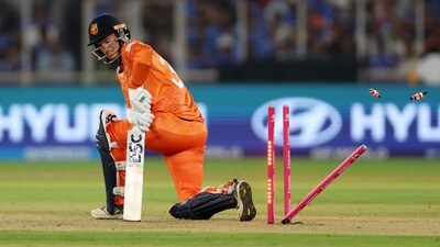Netherlands' skipper Scott Edwards failed to inspire his team in the chase and was outfoxed by Jasprit Bumrah for 15. (REUTERS)