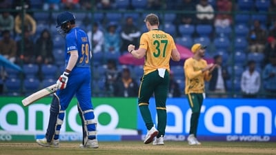 Meanwhile, Corbin Bosch took a three-wicket haul for South Africa. (Hindustan Times) Meanwhile, Corbin Bosch took a three-wicket haul for South Africa. (Hindustan Times)