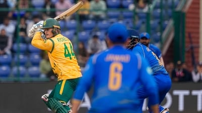 Chasing 123 runs, the Proteas cruised to 123/4 in 13.2 overs. (PTI) Chasing 123 runs, the Proteas cruised to 123/4 in 13.2 overs. (PTI)
