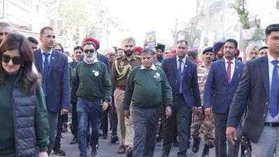 Punjab governor Gulab Chand Kataria and author Khushwant Singh taking part in an earlier edition of the People’s Walk Against Drugs in December 2024. (File photo) Punjab governor Gulab Chand Kataria and author Khushwant Singh taking part in an earlier edition of the People’s Walk Against Drugs in December 2024. (File photo)